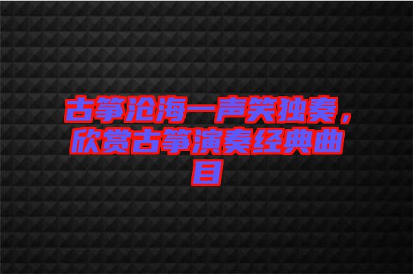 古箏滄海一聲笑獨奏，欣賞古箏演奏經典曲目