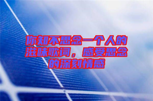 你知不思念一個人的滋味歌詞，感受思念的深刻情感