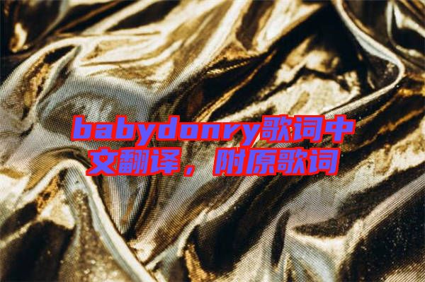 babydonry歌詞中文翻譯，附原歌詞