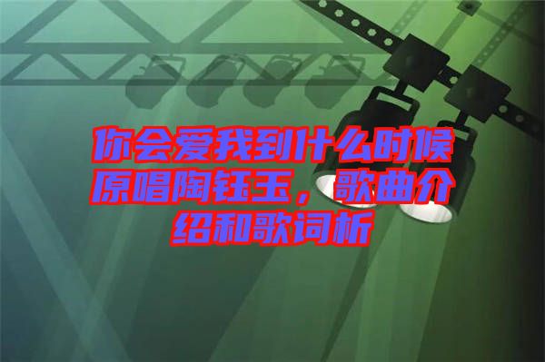 你會愛我到什么時候原唱陶鈺玉，歌曲介紹和歌詞析