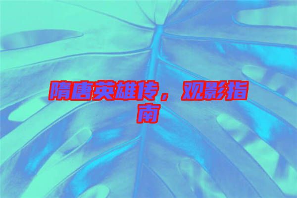 隋唐英雄傳，觀影指南