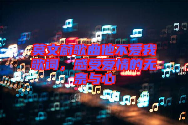 莫文蔚歌曲他不愛我歌詞，感受愛情的無奈與心