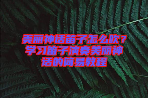 美麗神話笛子怎么吹？學習笛子演奏美麗神話的簡易教程