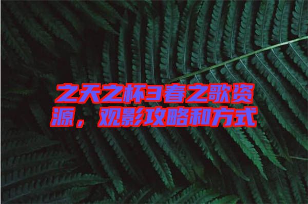 之天之杯3春之歌資源，觀影攻略和方式