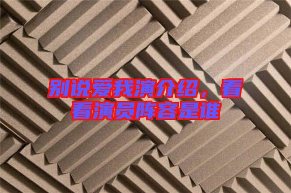 別說愛我演介紹，看看演員陣容是誰
