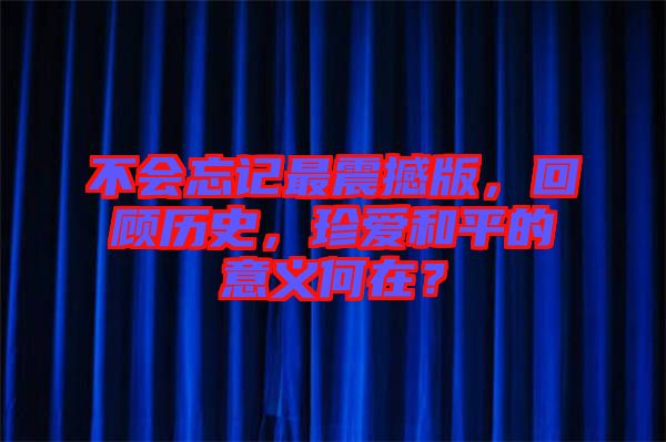 不會(huì)忘記最震撼版，回顧歷史，珍愛和平的意義何在？