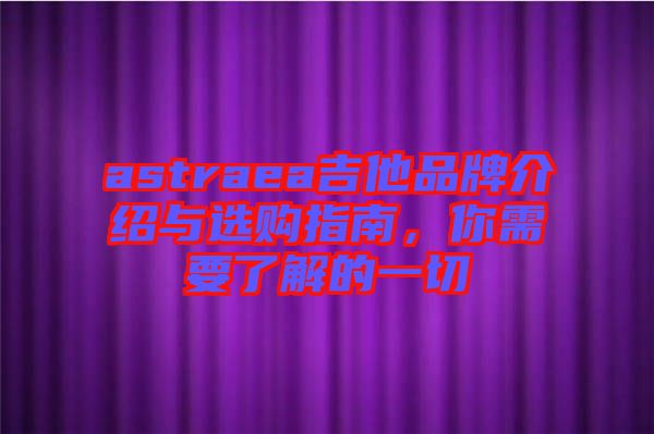 astraea吉他品牌介紹與選購指南，你需要了解的一切