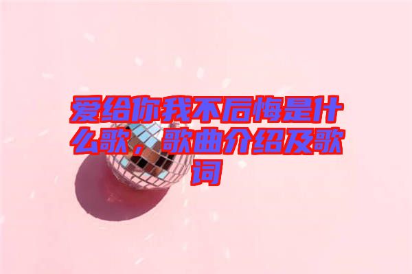 愛給你我不后悔是什么歌，歌曲介紹及歌詞