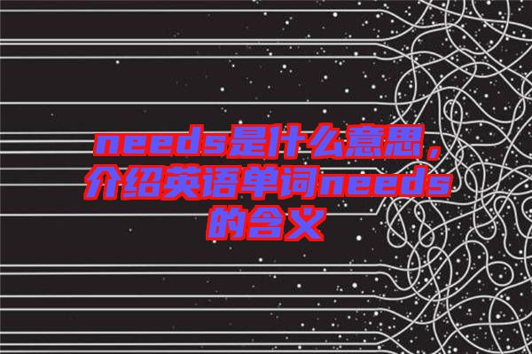needs是什么意思，介紹英語單詞needs的含義