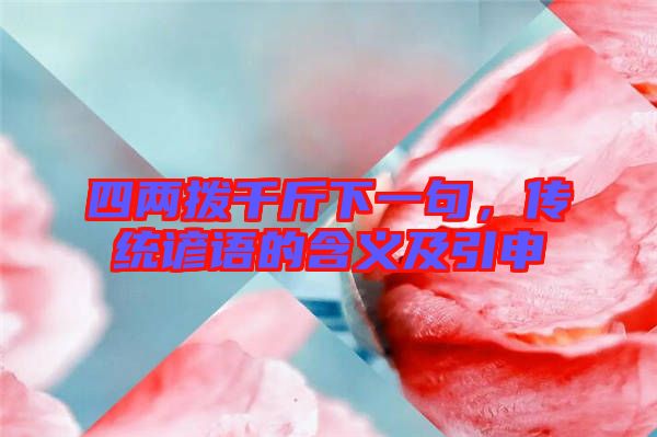 四兩撥千斤下一句，傳統諺語的含義及引申
