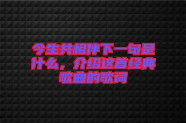 今生共相伴下一句是什么，介紹這首經典歌曲的歌詞