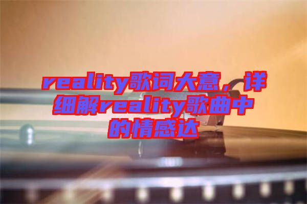 reality歌詞大意，詳細(xì)解reality歌曲中的情感達(dá)