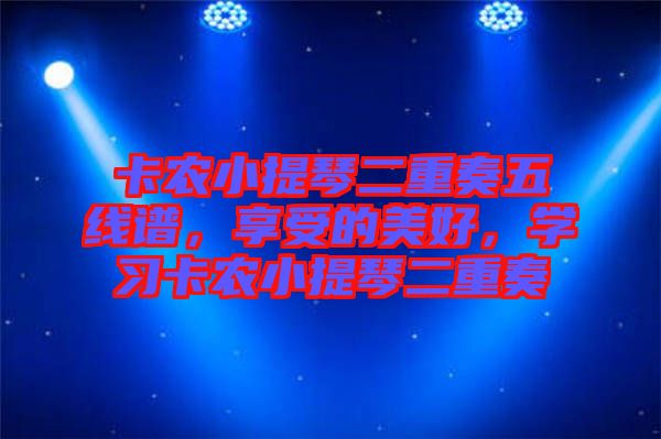卡農(nóng)小提琴二重奏五線譜，享受的美好，學習卡農(nóng)小提琴二重奏