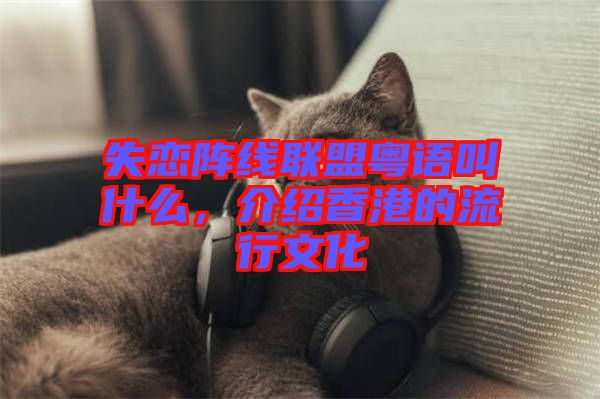 失戀陣線聯盟粵語叫什么，介紹香港的流行文化
