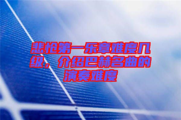 悲愴第一樂(lè)章難度幾級(jí)，介紹巴赫名曲的演奏難度