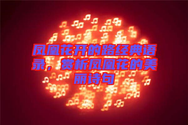 鳳凰花開的路經典語錄，賞析鳳凰花的美麗詩句
