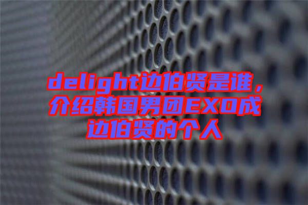 delight邊伯賢是誰，介紹韓國男團EXO成邊伯賢的個人