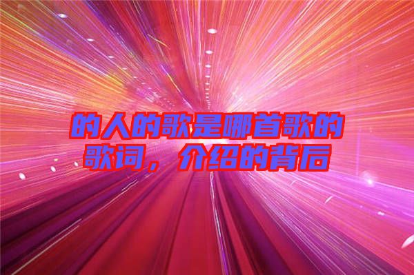 的人的歌是哪首歌的歌詞，介紹的背后