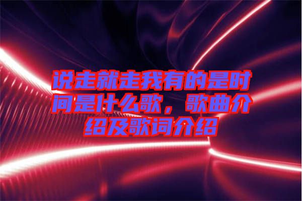 說走就走我有的是時間是什么歌，歌曲介紹及歌詞介紹