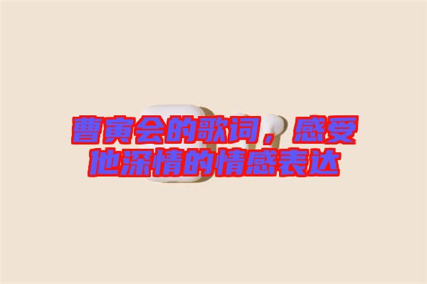 曹寅會(huì)的歌詞，感受他深情的情感表達(dá)