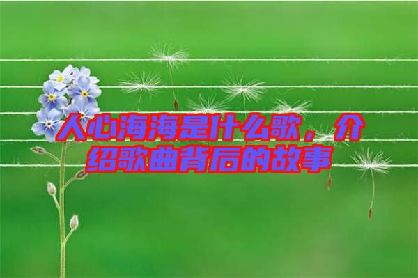 人心海海是什么歌，介紹歌曲背后的故事