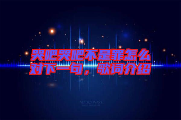 哭吧哭吧不是罪怎么對(duì)下一句，歌詞介紹