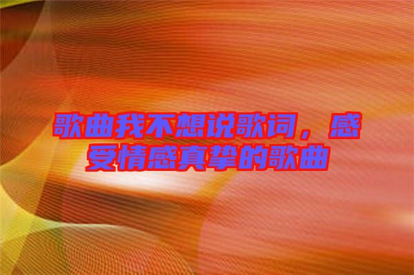 歌曲我不想說歌詞，感受情感真摯的歌曲