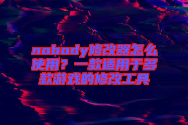 nobody修改器怎么使用？一款適用于多款游戲的修改工具