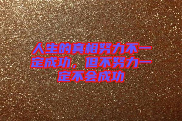 人生的真相努力不一定成功，但不努力一定不會成功