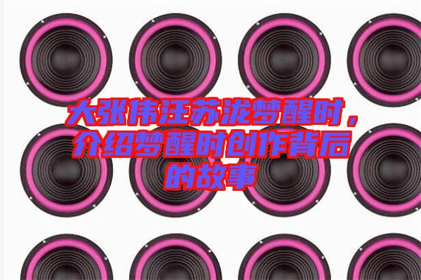 大張偉汪蘇瀧夢醒時，介紹夢醒時創作背后的故事
