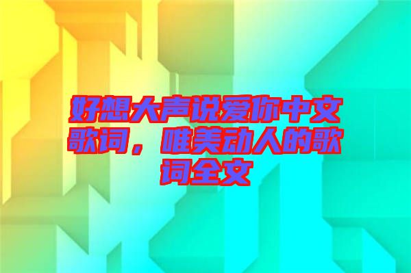 好想大聲說愛你中文歌詞，唯美動人的歌詞全文