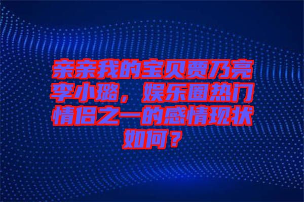 親親我的寶貝賈乃亮李小璐，娛樂圈熱門情侶之一的感情現狀如何？