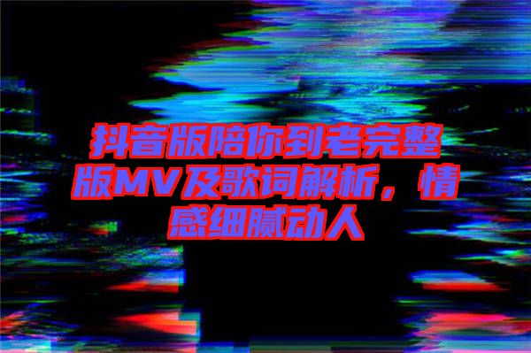 抖音版陪你到老完整版MV及歌詞解析，情感細(xì)膩動(dòng)人