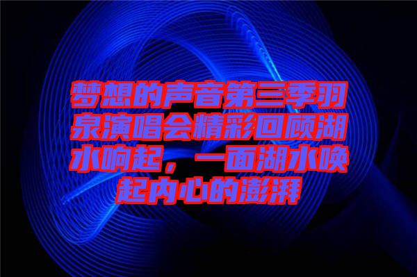 夢想的聲音第三季羽泉演唱會精彩回顧湖水響起，一面湖水喚起內(nèi)心的澎湃
