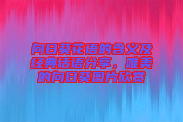 向日葵花語的含義及經(jīng)典話語分享，唯美的向日葵圖片欣賞