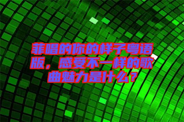菲唱的你的樣子粵語版，感受不一樣的歌曲魅力是什么？