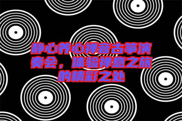 靜心養心禪音古箏演奏會，體驗禪意之旅的精彩之處