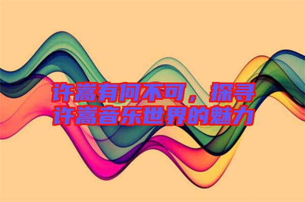 許嵩有何不可，探尋許嵩音樂(lè)世界的魅力